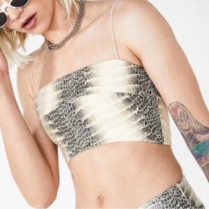 I.AM.GIA Seala Black and Cream Snakeskin Crop Top Women’s S Club wear Sexy Dark